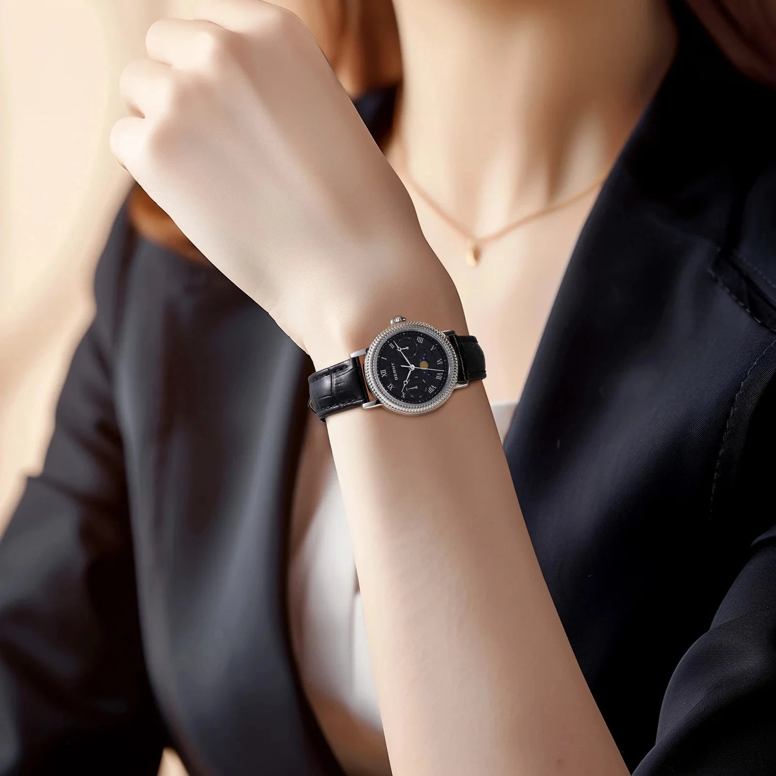 BERNY Moon Phase Women's Quartz Watch – Gold Dress Style Smash Price Shop Women's Watch