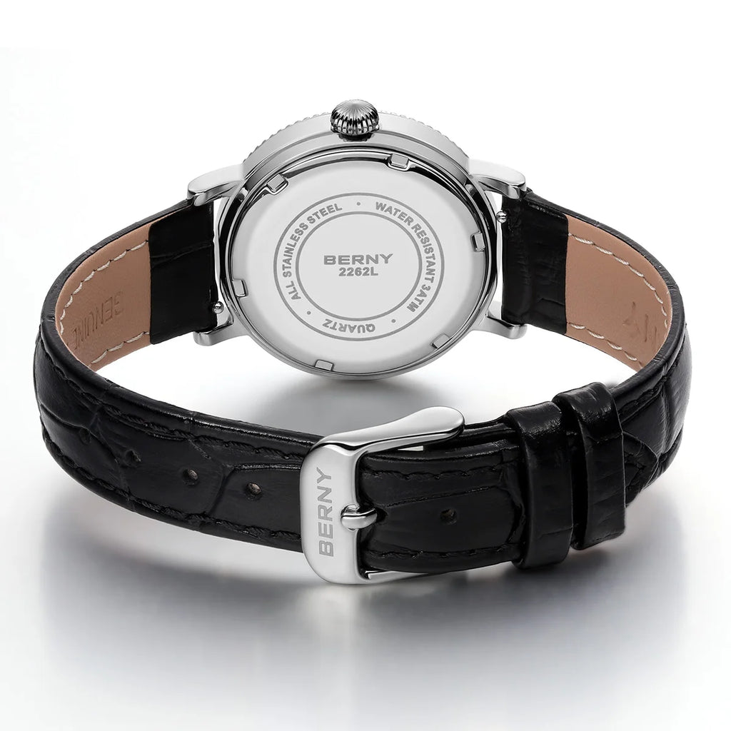 BERNY Moon Phase Women's Quartz Watch – Gold Dress Style