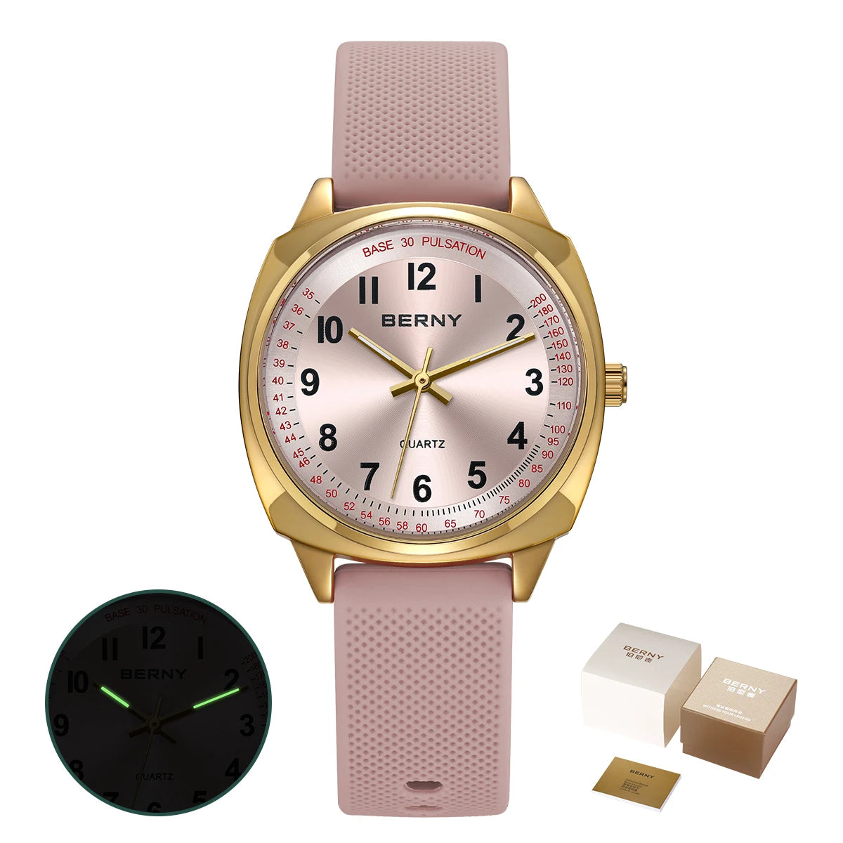 BERNY Nurse Women’s Watch – Easy-Read Quartz, Luminous & Waterproof