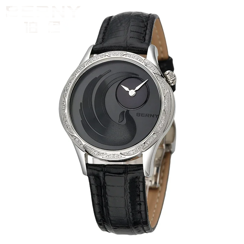BERNY Phoenix Diamond Women’s Watch – Japan Quartz, Leather, Waterproof