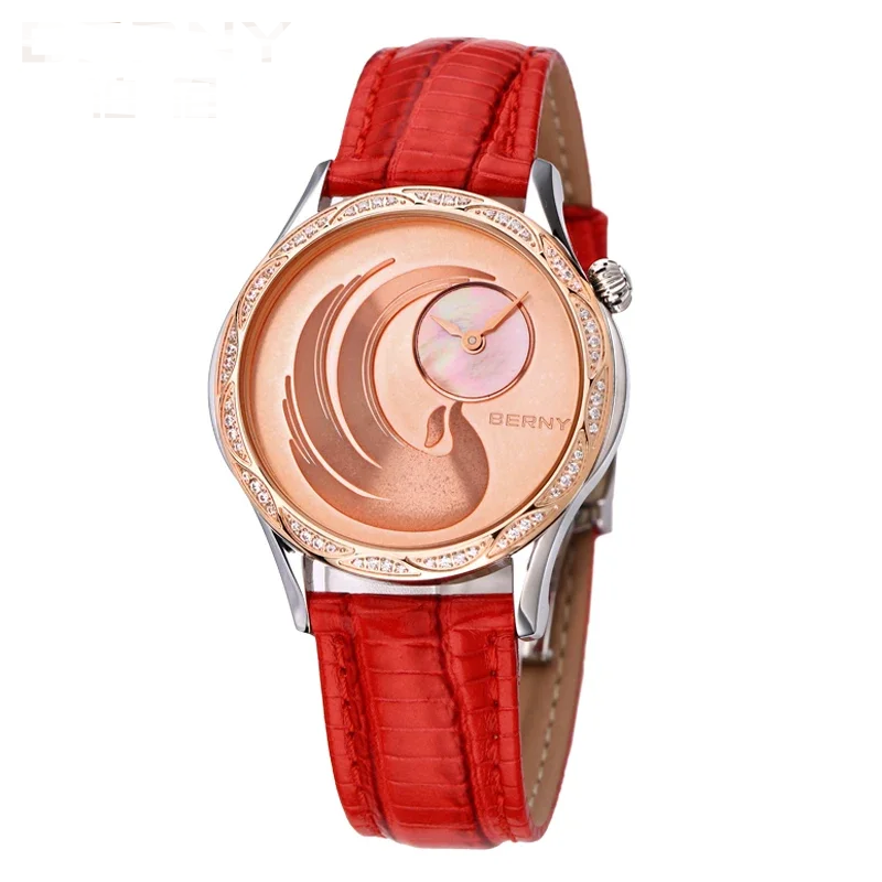 BERNY Phoenix Diamond Women’s Watch – Japan Quartz, Leather, Waterproof