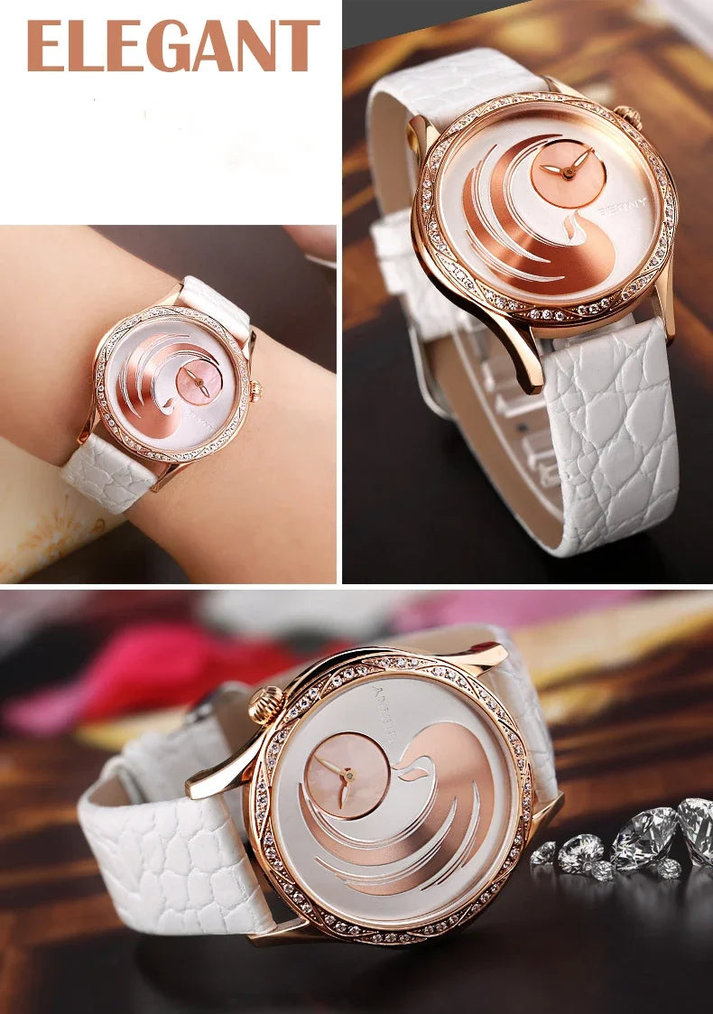 BERNY Phoenix Diamond Women’s Watch – Japan Quartz, Leather, Waterproof