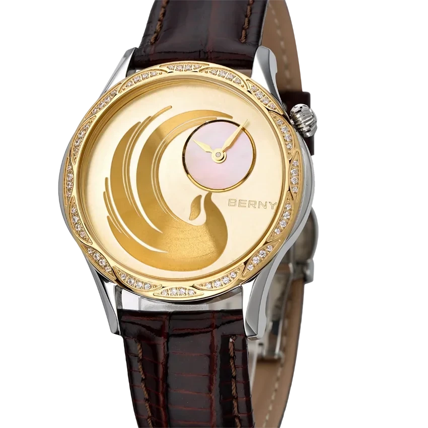 BERNY Phoenix Diamond Women’s Watch – Japan Quartz, Leather, Waterproof