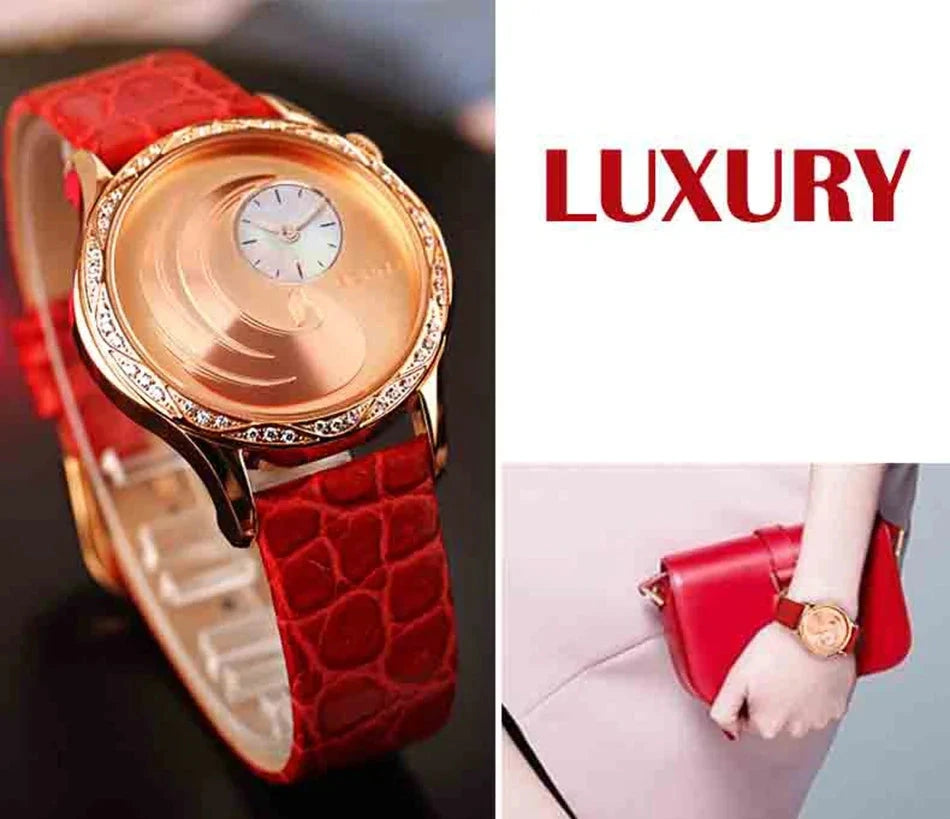 BERNY Phoenix Diamond Women’s Watch – Japan Quartz, Leather, Waterproof