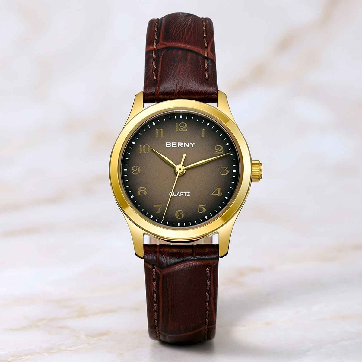 BERNY Ultra-Thin Gold Ladies Watch – Elegant Quartz Smash Price Shop Watch