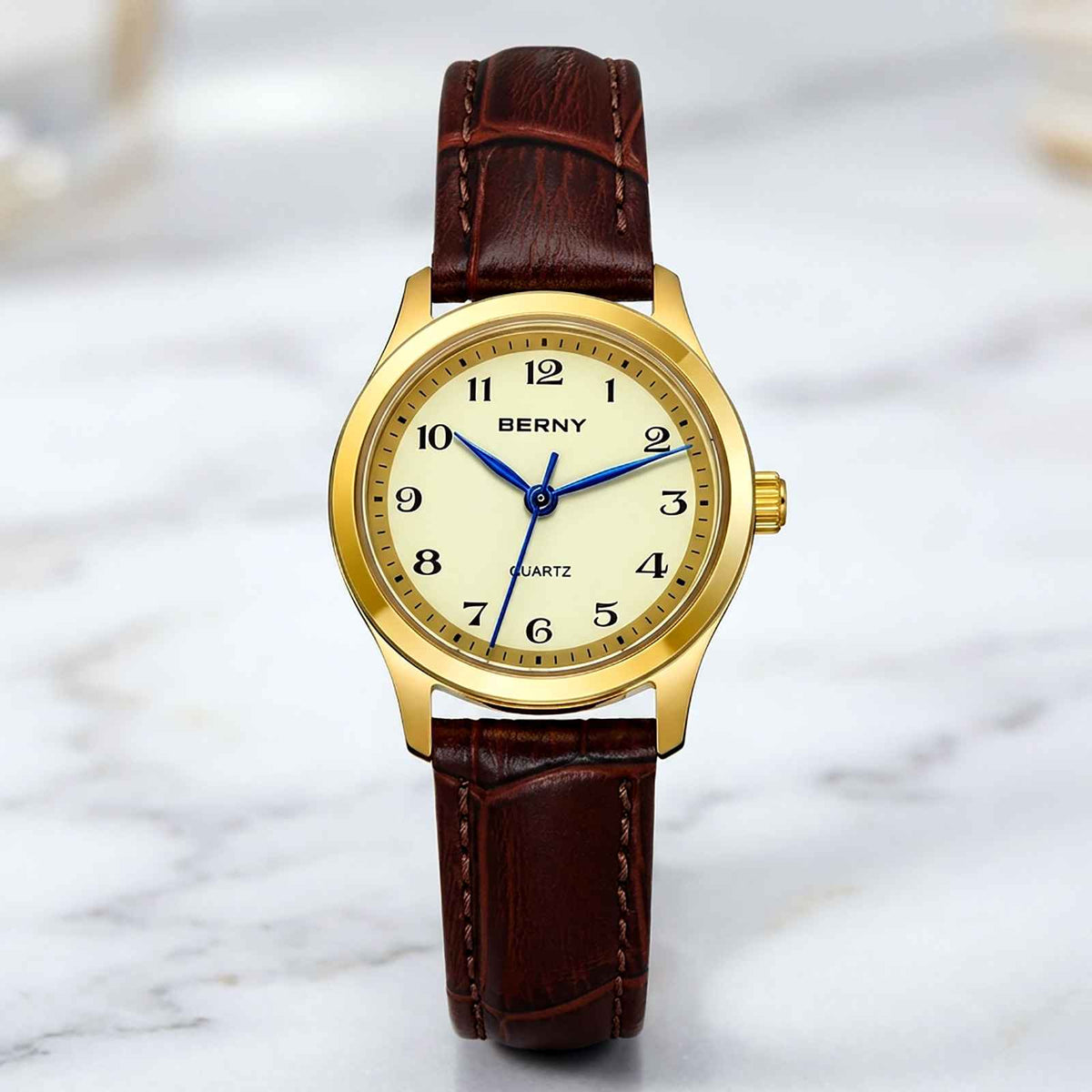 BERNY Ultra-Thin Gold Ladies Watch – Elegant Quartz Smash Price Shop Watch