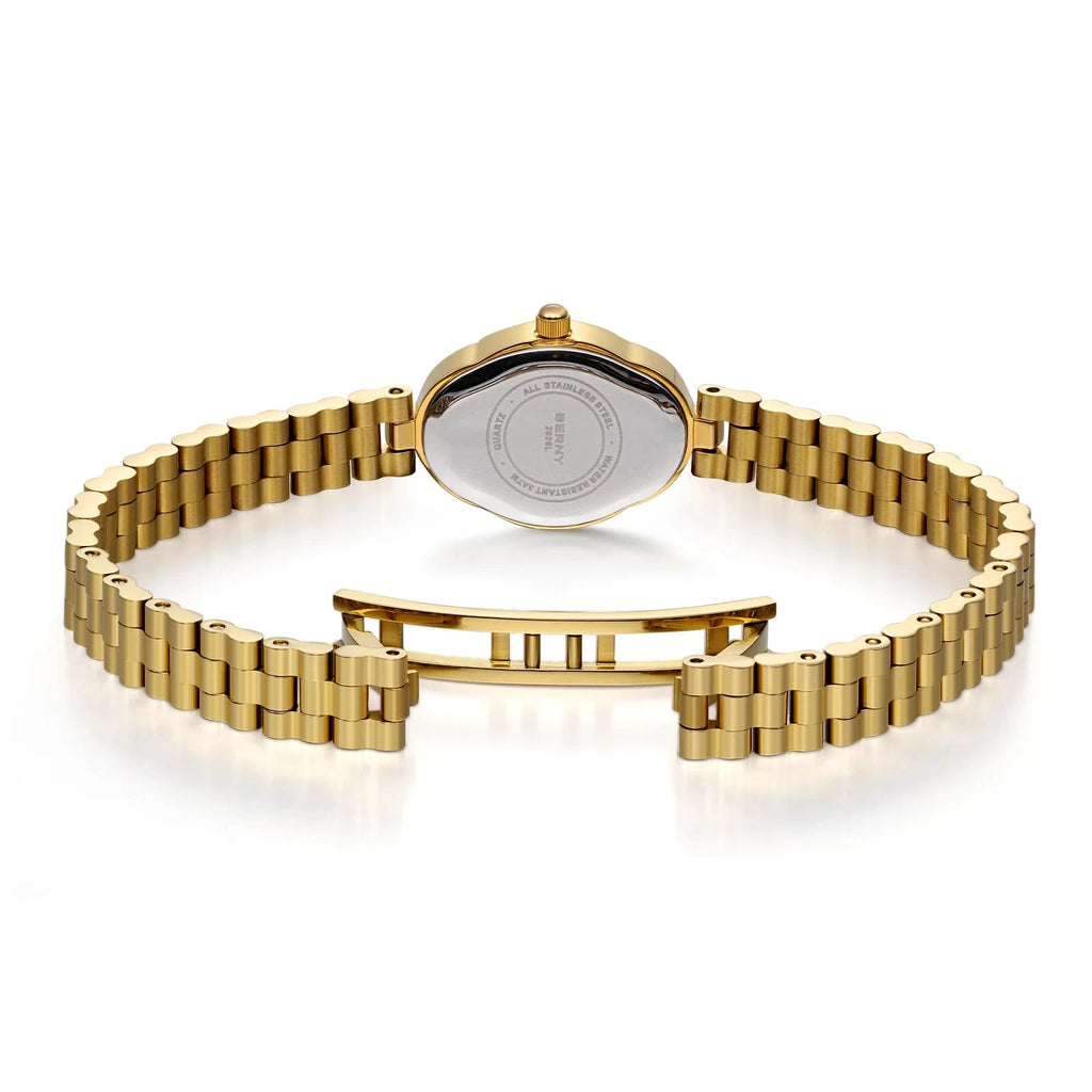 BERNY Women’s Gold Quartz Watch with Bracelet Set