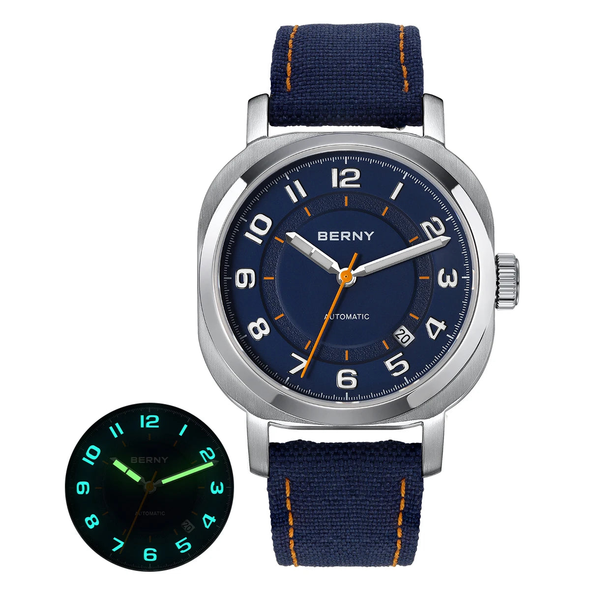 BERNY Women’s Mechanical Watch – Cushion, Sapphire, Luminous