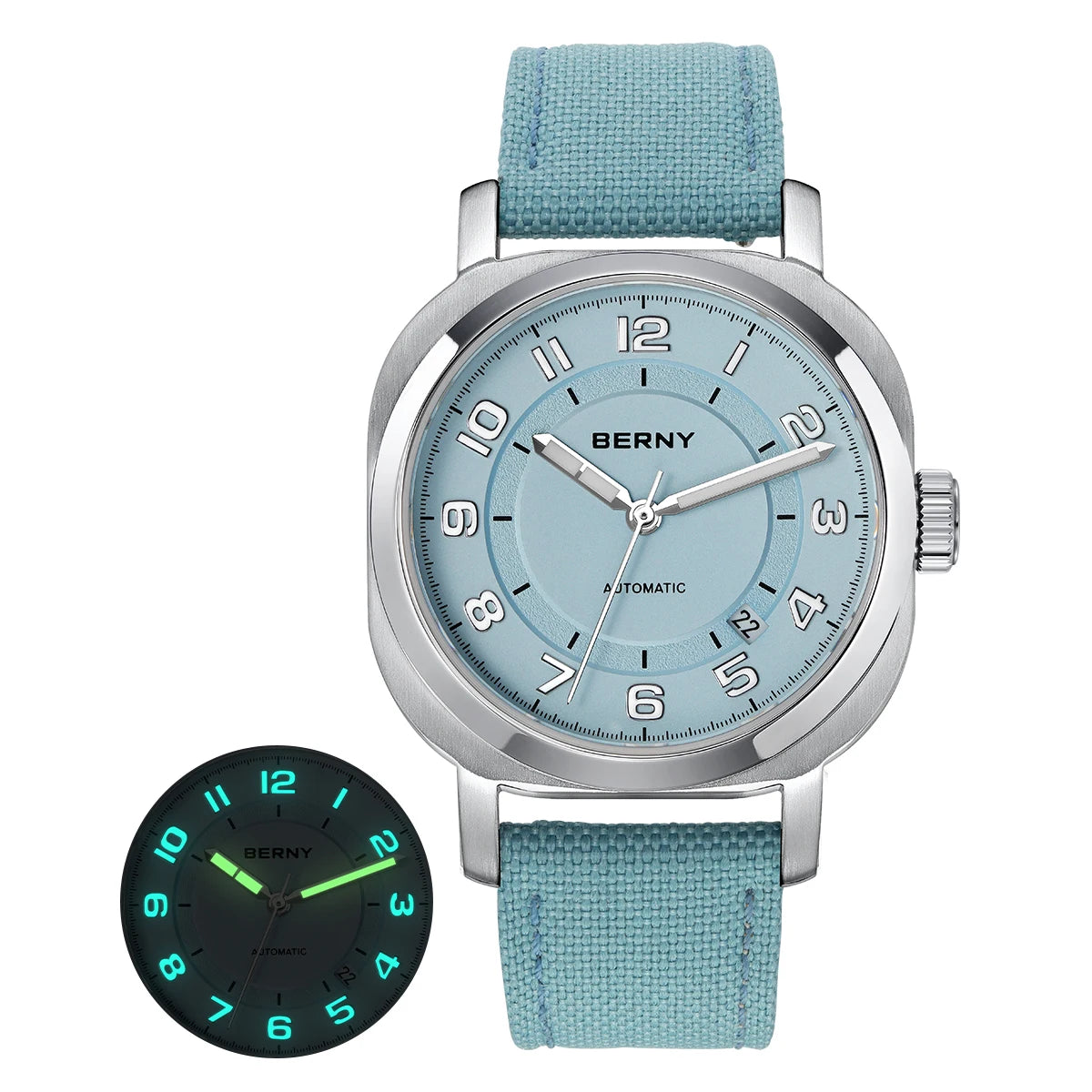 BERNY Women’s Mechanical Watch – Cushion, Sapphire, Luminous