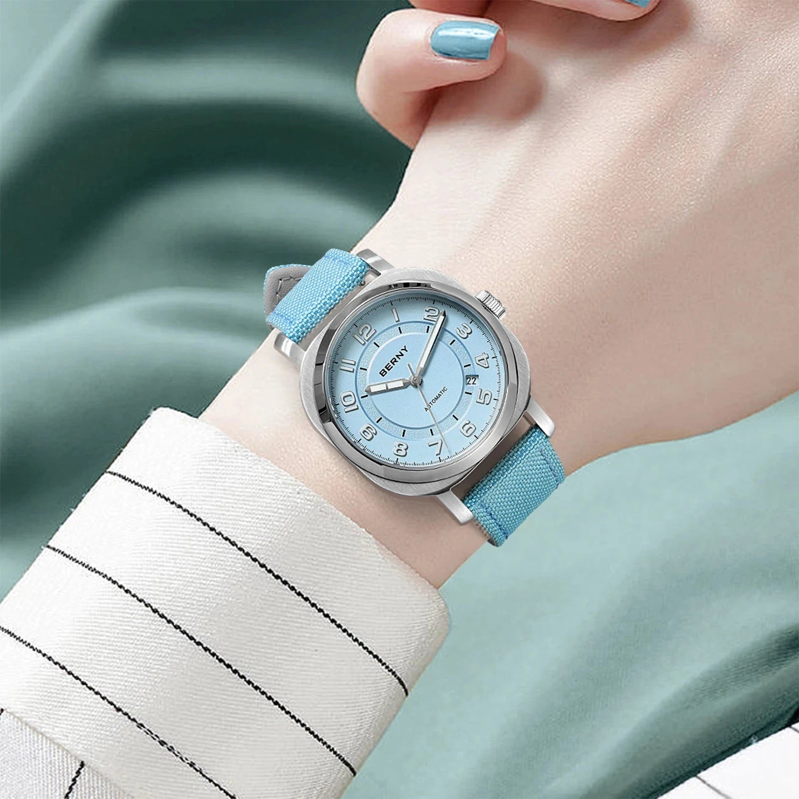 BERNY Women’s Mechanical Watch – Cushion, Sapphire, Luminous
