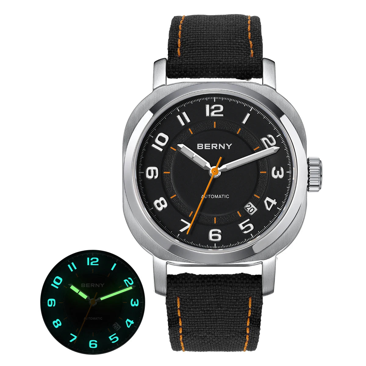 BERNY Women’s Mechanical Watch – Cushion, Sapphire, Luminous