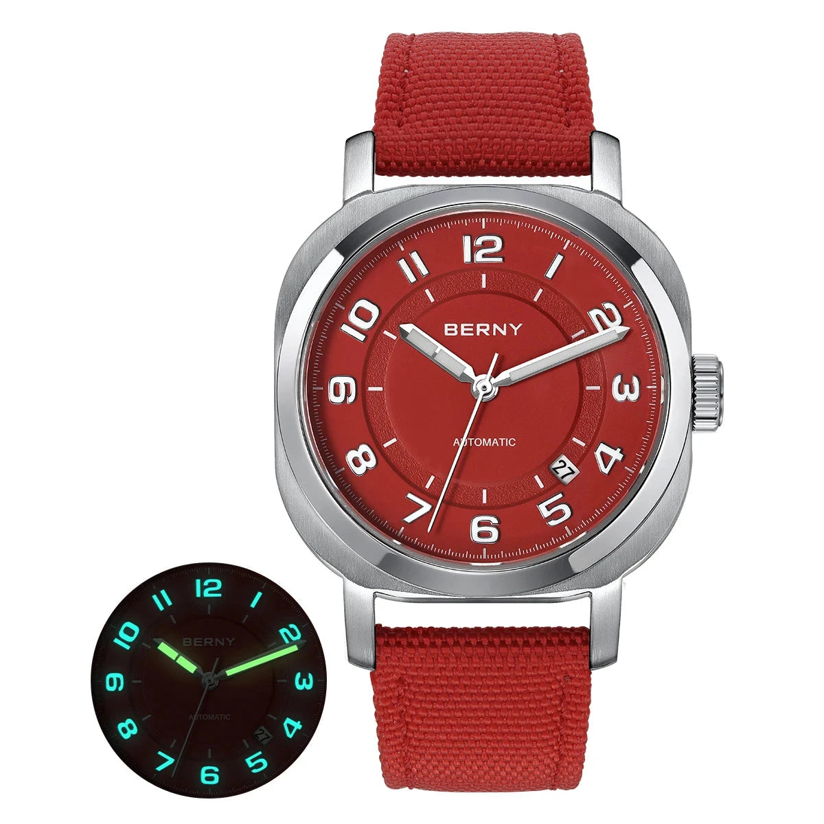 BERNY Women’s Mechanical Watch – Cushion, Sapphire, Luminous Smash Price Shop Watch