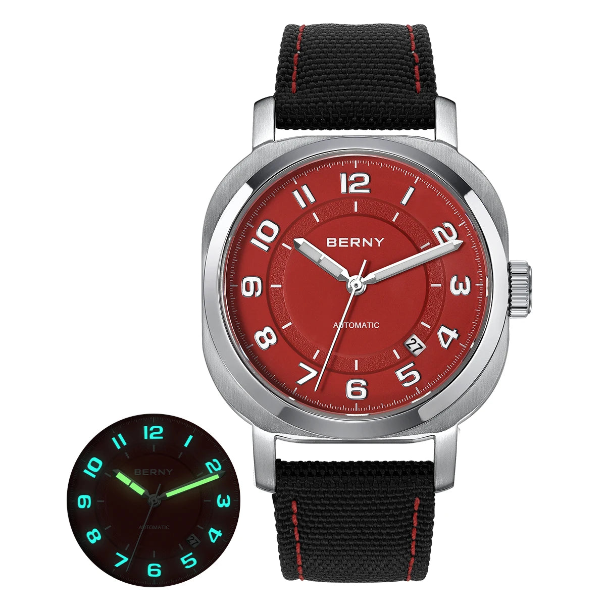 BERNY Women’s Mechanical Watch – Cushion, Sapphire, Luminous Smash Price Shop Watch