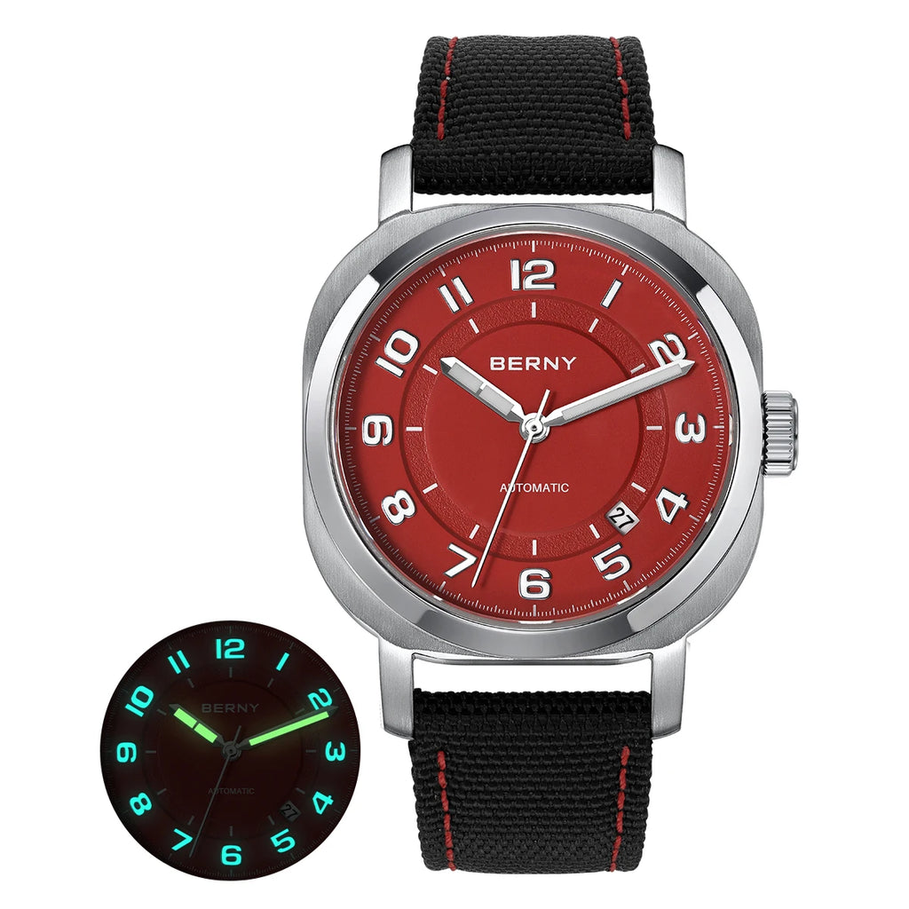 BERNY Women’s Mechanical Watch – Cushion, Sapphire, Luminous