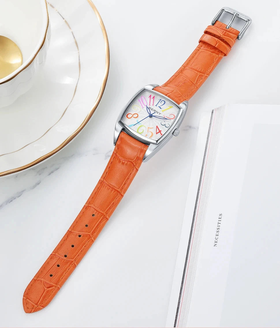 BERNY Women's Tonneau Quartz Watch – Colorful Elegant Style