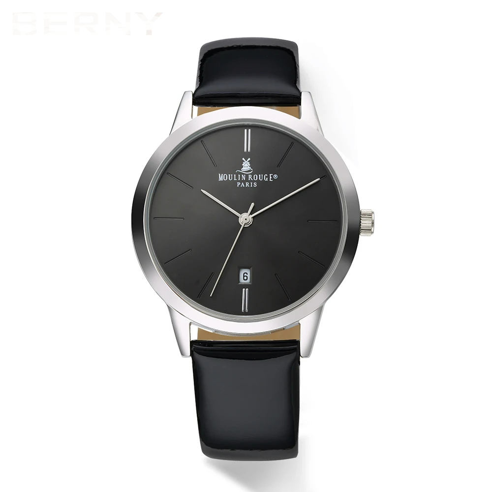 BERNY Women’s Watch – Japan Quartz, Leather Strap, Calendar, Waterproof
