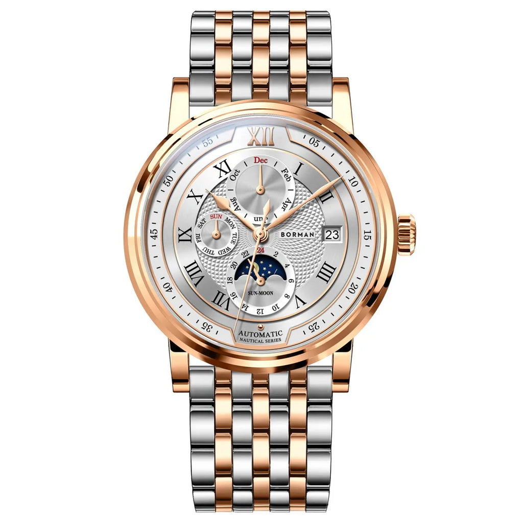 BORMAN 3868 Men’s Automatic Watch – Sapphire Calendar Luxury 50M