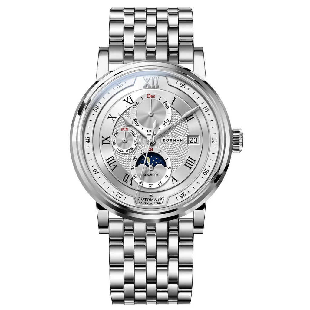 BORMAN 3868 Men’s Automatic Watch – Sapphire Calendar Luxury 50M