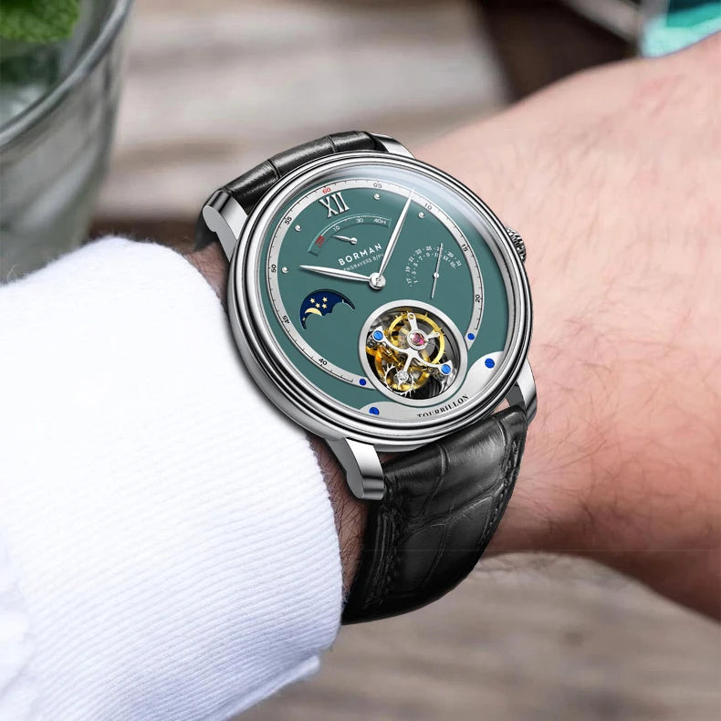 BORMAN 3887 Men’s Automatic Tourbillon Watch – Sapphire Luxury Mechanical