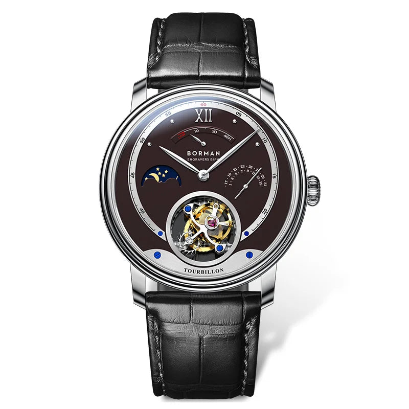 BORMAN 3887 Men’s Automatic Tourbillon Watch – Sapphire Luxury Mechanical Smash Price Shop Men's Watch