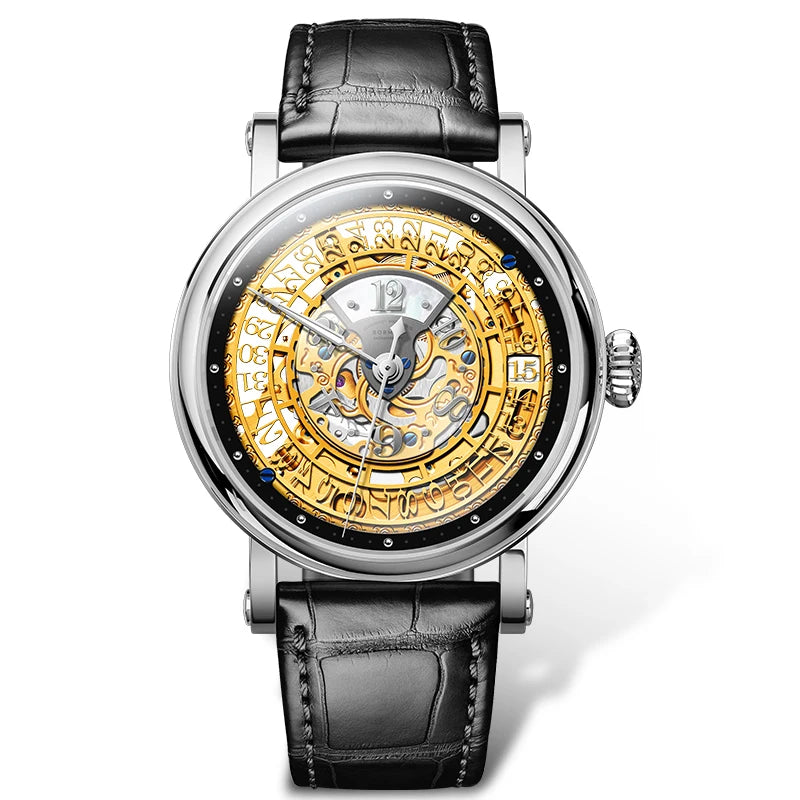 BORMAN 3901 Men’s Automatic Skeleton Watch – Dual Sapphire Luminous Luxury Smash Price Shop Men's Watch