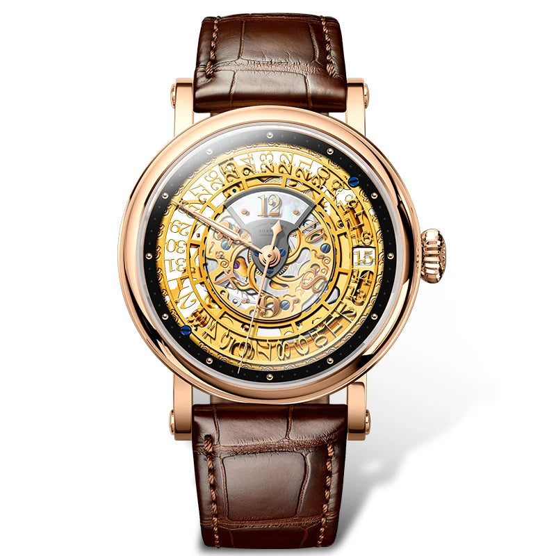 BORMAN 3901 Men’s Automatic Skeleton Watch – Dual Sapphire Luminous Luxury Smash Price Shop Men's Watch