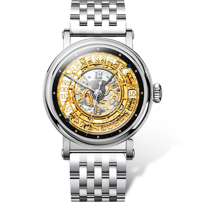 BORMAN 3901 Men’s Automatic Skeleton Watch – Dual Sapphire Luminous Luxury Smash Price Shop Men's Watch