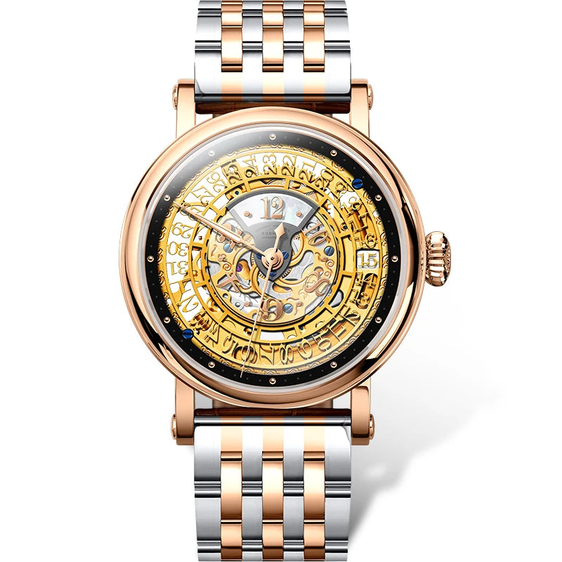 BORMAN 3901 Men’s Automatic Skeleton Watch – Dual Sapphire Luminous Luxury Smash Price Shop Men's Watch