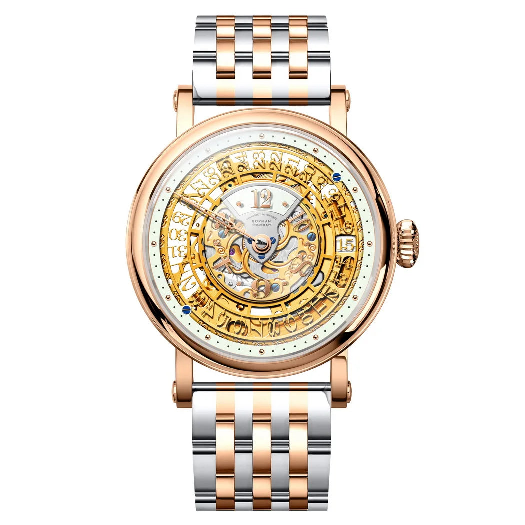 BORMAN 3901 Men’s Automatic Skeleton Watch – Dual Sapphire Luminous Luxury Smash Price Shop Men's Watch