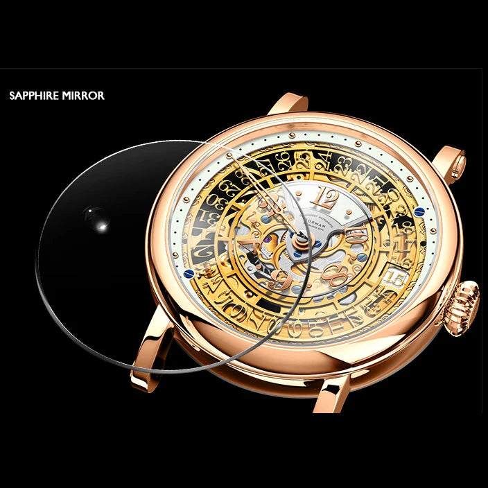 BORMAN 3901 Men’s Automatic Skeleton Watch – Dual Sapphire Luminous Luxury Smash Price Shop Men's Watch