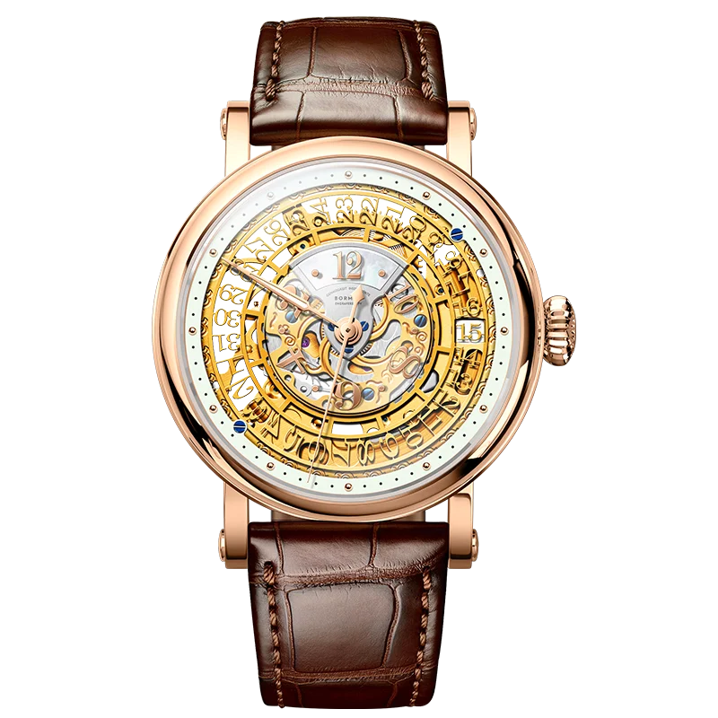 BORMAN 3901 Men’s Automatic Skeleton Watch – Dual Sapphire Luminous Luxury Smash Price Shop Men's Watch
