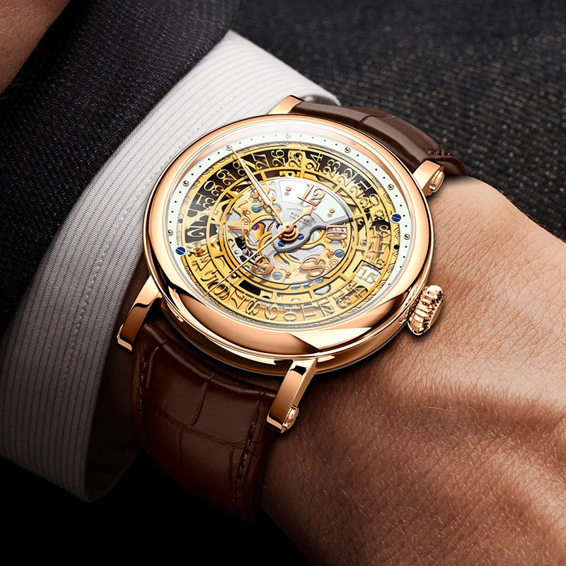 BORMAN 3901 Men’s Automatic Skeleton Watch – Dual Sapphire Luminous Luxury Smash Price Shop Men's Watch