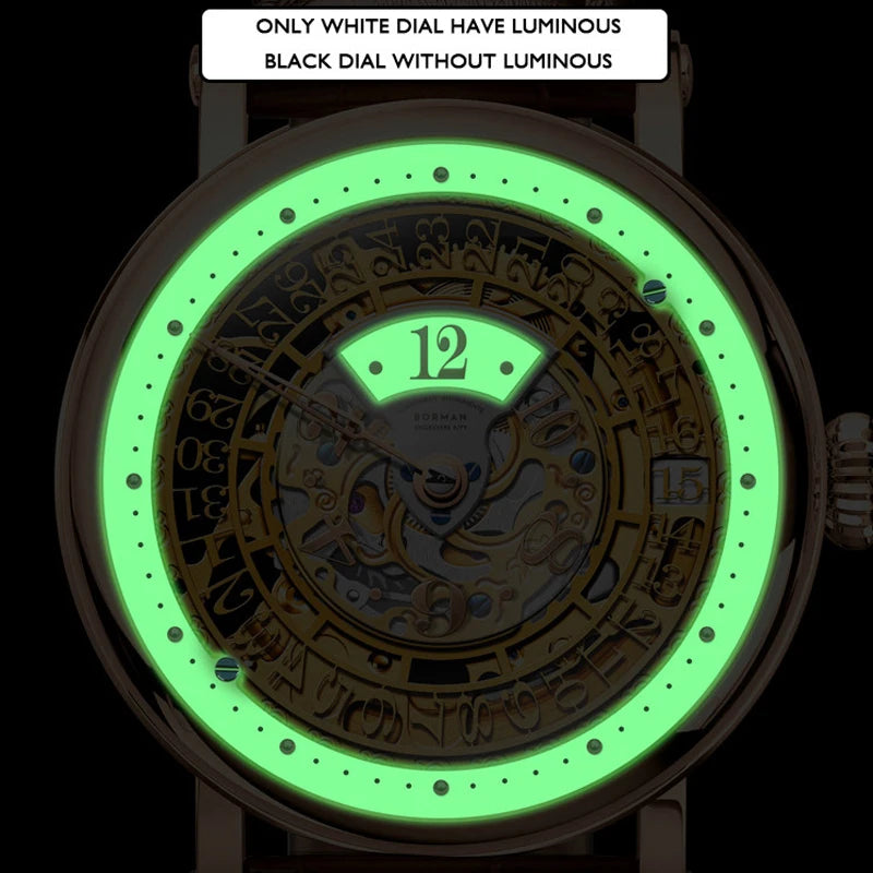 BORMAN 3901 Men’s Automatic Skeleton Watch – Dual Sapphire Luminous Luxury Smash Price Shop Men's Watch