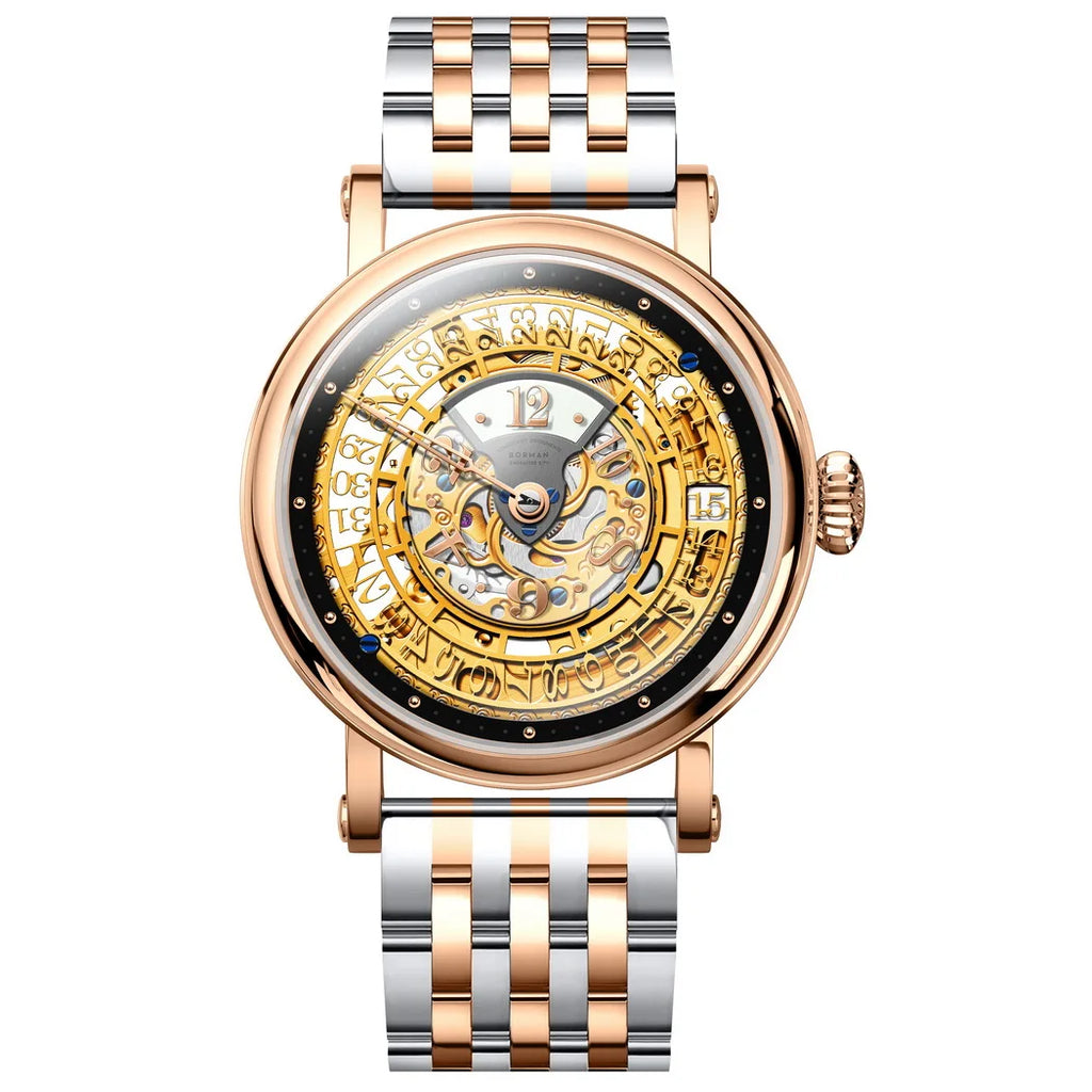 BORMAN 3901 Men’s Automatic Skeleton Watch – Dual Sapphire Luminous Luxury