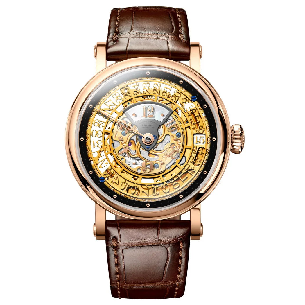 BORMAN 3901 Men’s Automatic Skeleton Watch – Dual Sapphire Luminous Luxury Smash Price Shop Men's Watch