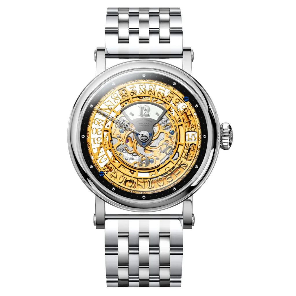 BORMAN 3901 Men’s Automatic Skeleton Watch – Dual Sapphire Luminous Luxury