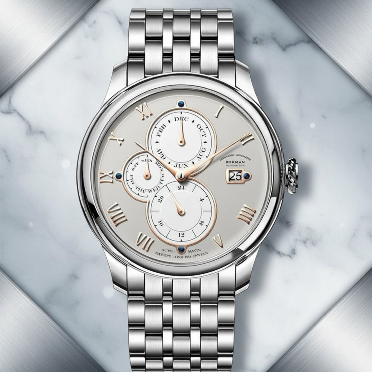 BORMAN BM18011 Men’s Automatic Watch – Calendar Sapphire Business Classic Smash Price Shop Men's Watch