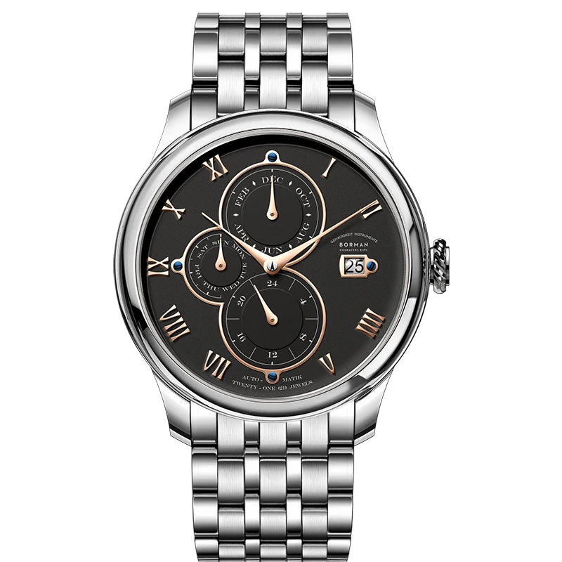 BORMAN BM18011 Retro Automatic Men’s Watch – Sapphire Calendar 50M Smash Price Shop Men's Watch