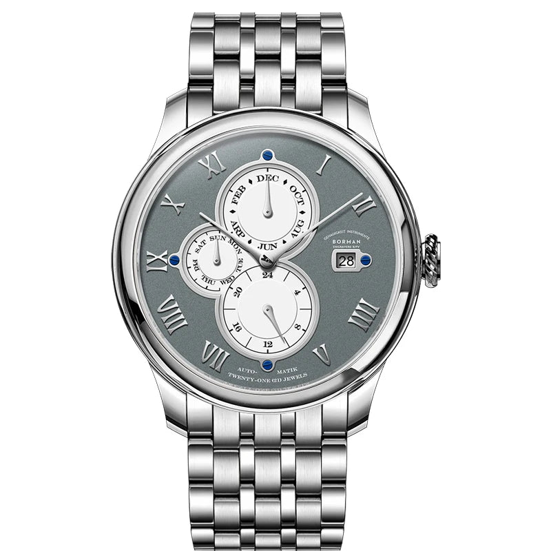BORMAN BM18011 Retro Automatic Men’s Watch – Sapphire Calendar 50M