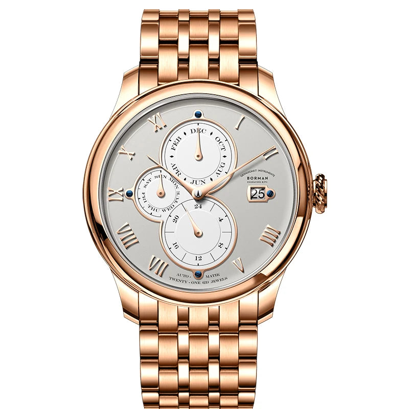 BORMAN BM18011 Retro Automatic Men’s Watch – Sapphire Calendar 50M Smash Price Shop Men's Watch