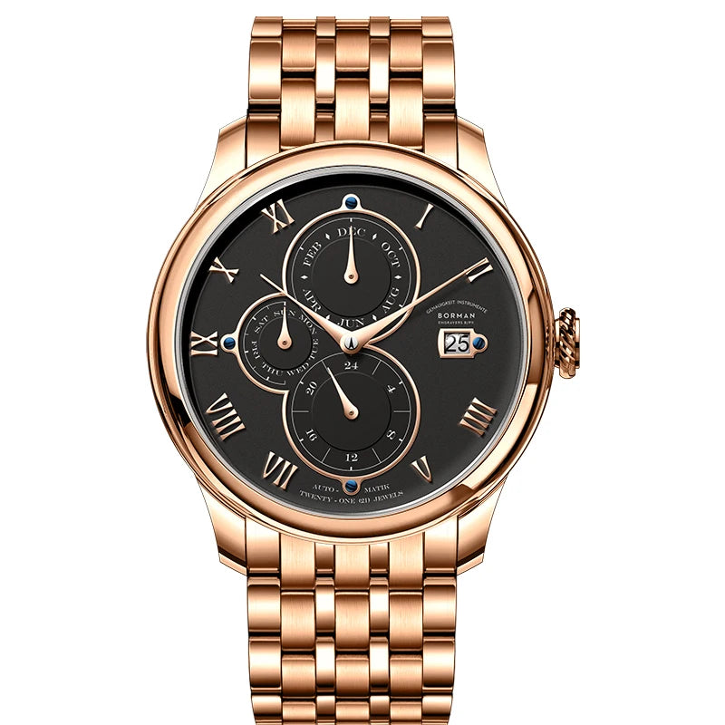 BORMAN BM18011 Retro Automatic Men’s Watch – Sapphire Calendar 50M Smash Price Shop Men's Watch