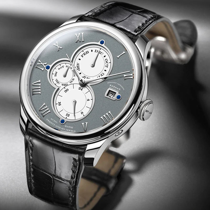 BORMAN BM18011 Retro Automatic Men’s Watch – Sapphire Calendar 50M