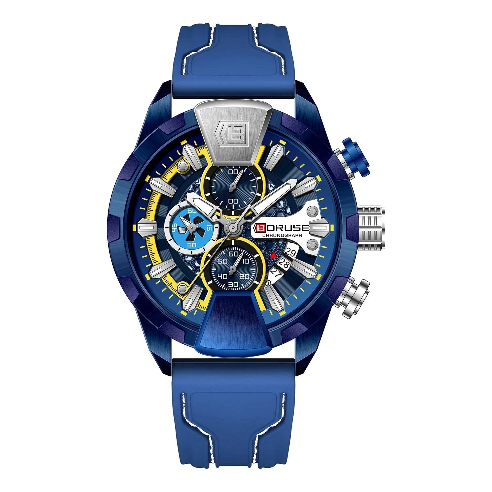 BORUSE Yellow Chronograph Watch – Quartz, Waterproof, Gift Smash Price Shop Men's Watch