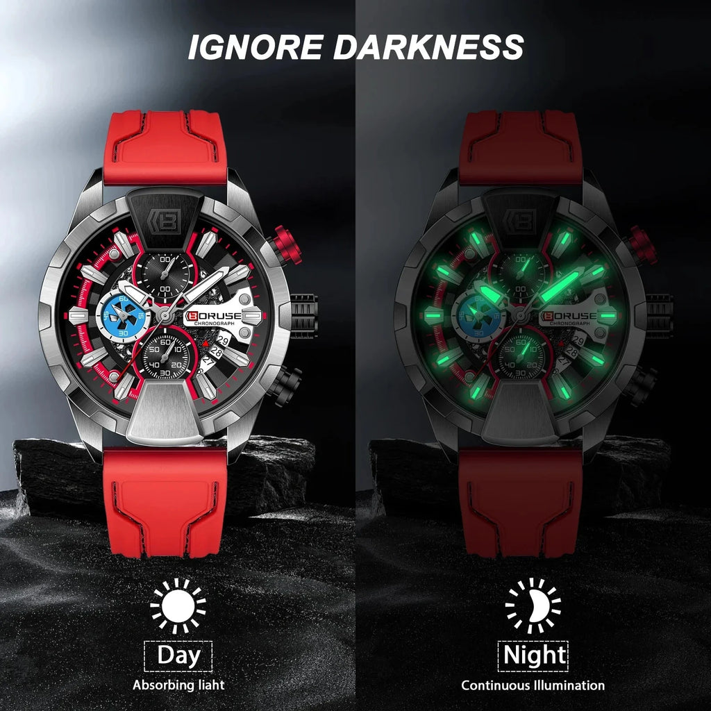 BORUSE Yellow Chronograph Watch – Quartz, Waterproof, Gift