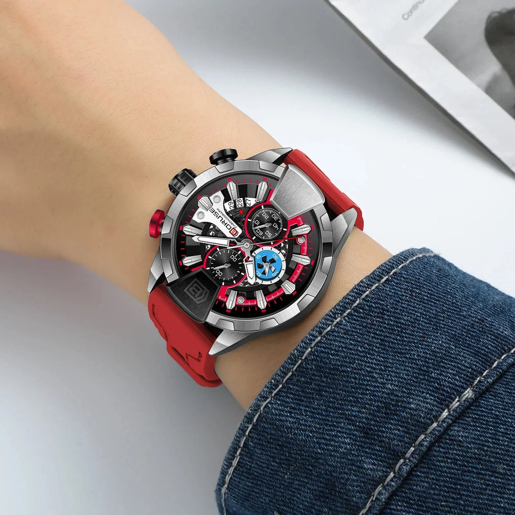 BORUSE Yellow Chronograph Watch – Quartz, Waterproof, Gift