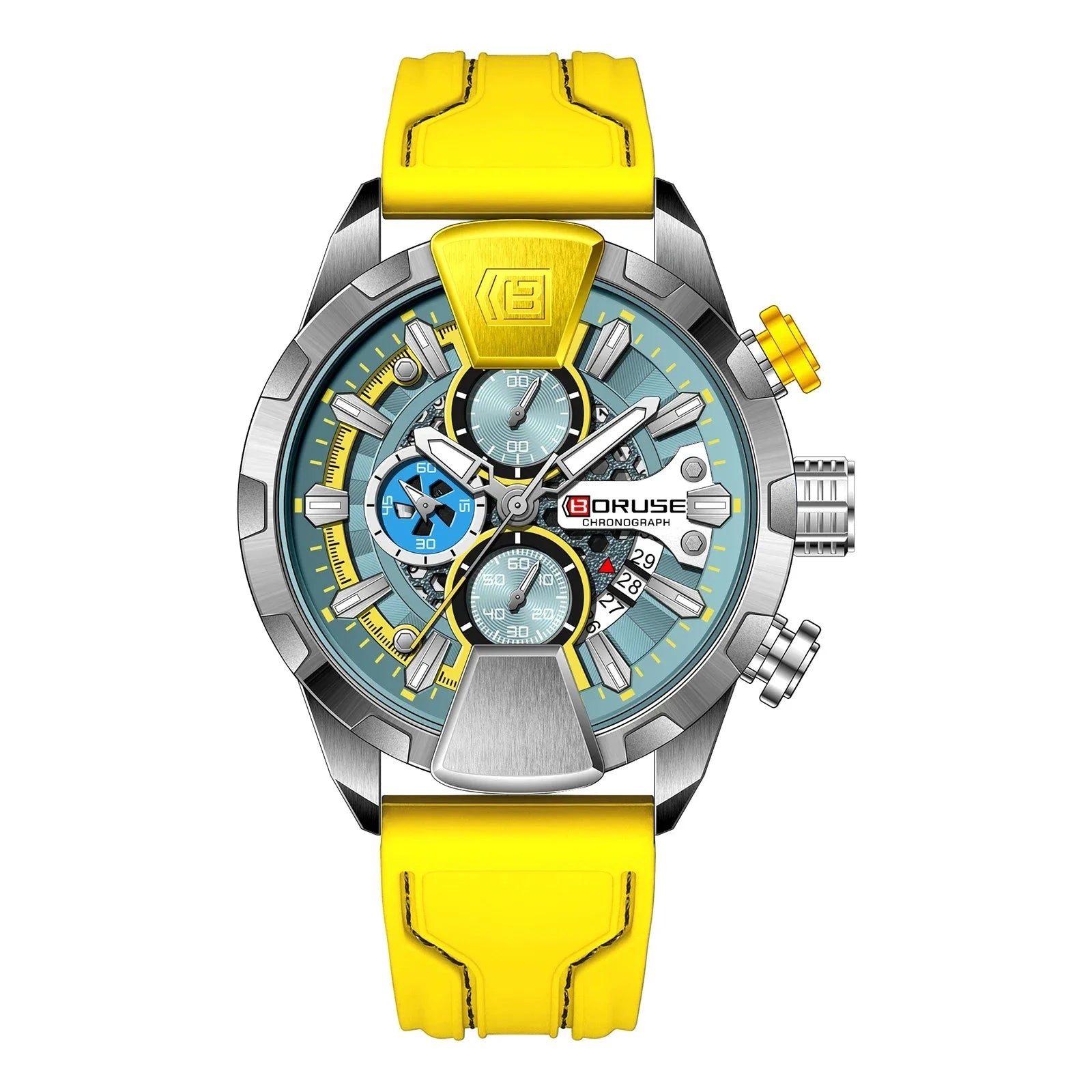 BORUSE Yellow Chronograph Watch – Quartz, Waterproof, Gift Smash Price Shop Men's Watch