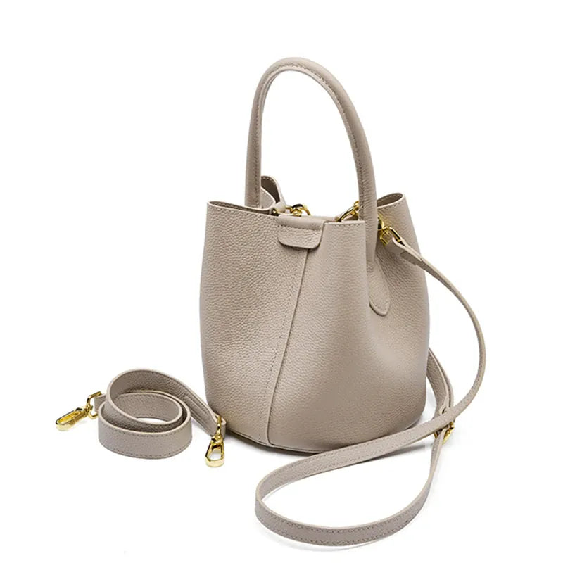 Burminsa Genuine Leather Small Bucket Bag