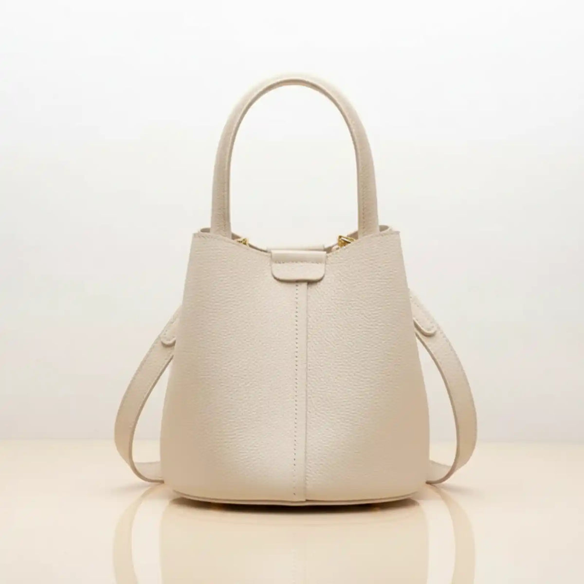 Burminsa Genuine Leather Small Bucket Bag