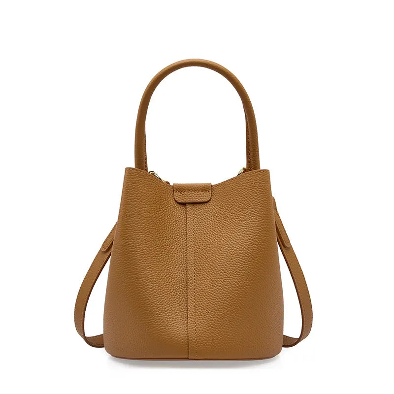Burminsa Genuine Leather Small Bucket Bag