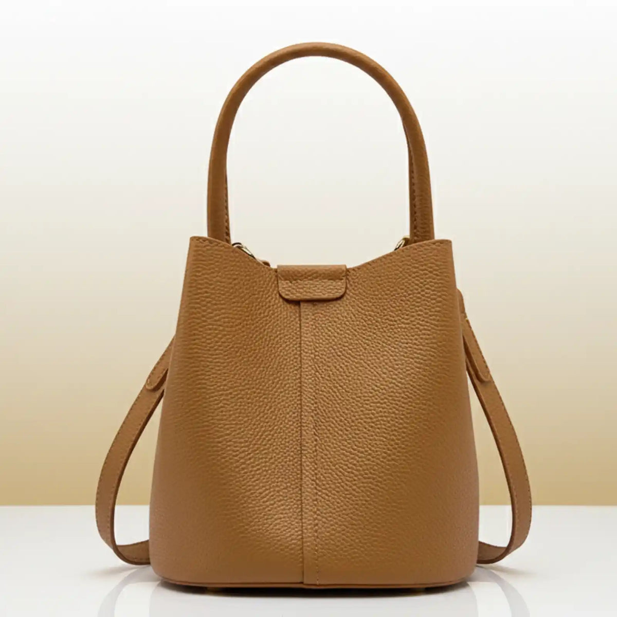 Burminsa Genuine Leather Small Bucket Bag
